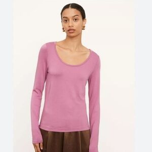 Vince Maeve Purple Scoopneck Lightweight Long Sleeve T-Shirt, size XS